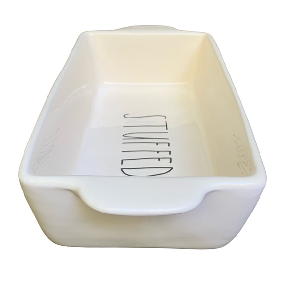 Rae Dunn STUFFED Baking Dish Pan White Black Large Letters Dimples NWT 2017 OG - Picture 6 of 16